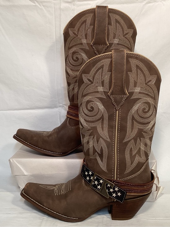 Durango Shoes - Durango Crush Women’s Flag Western Cowboy Boots Brown Khaki Size 8